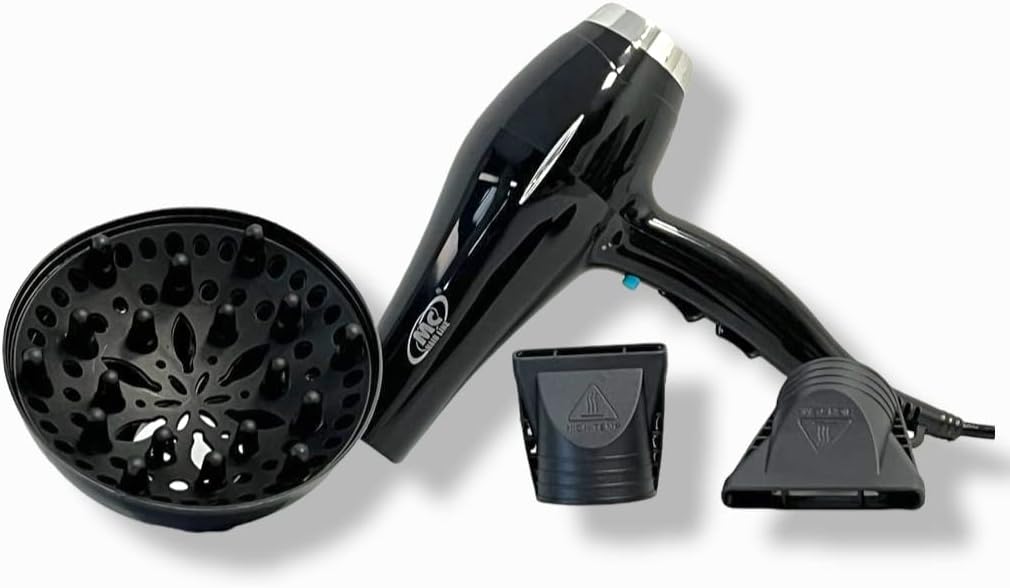 Phon Mc Asciugacapelli Professionale con Motore Ac, 2 Velocità e 2 Temperature ,Potenza 2200W, Diffusore e 2 Beccucci Inclusi