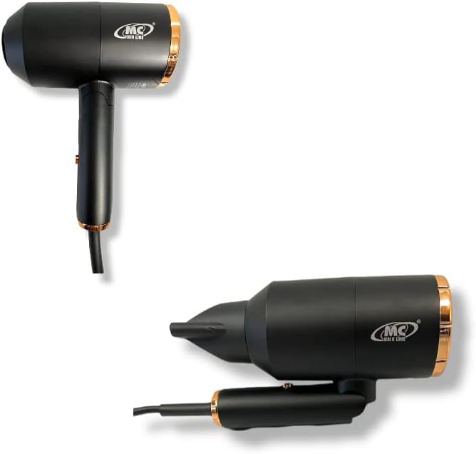 Phon Mc Asciugacapelli Professionale Motore Ac Manico Pieghevole 2 Velocità 2 Temperature Potenza 1800W Diffusore 2 Beccucci Inclusi