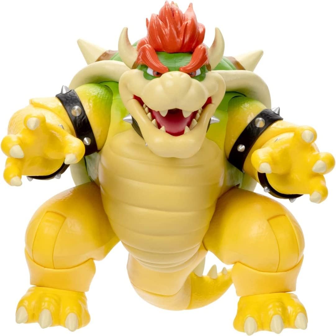 THE SUPER MARIO BROS. MOVIE Figura d'azione Bowser da 18 cm. Dispone di 15 punti di articolazione dove è possibile aggiungere acqua per effetti sputafuoco! Il per bambini e collezionisti