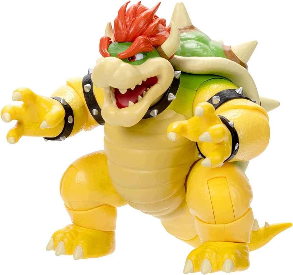 THE SUPER MARIO BROS. MOVIE Figura d'azione Bowser da 18 cm. Dispone di 15 punti di articolazione dove è possibile aggiungere acqua per effetti sputafuoco! Il per bambini e collezionisti