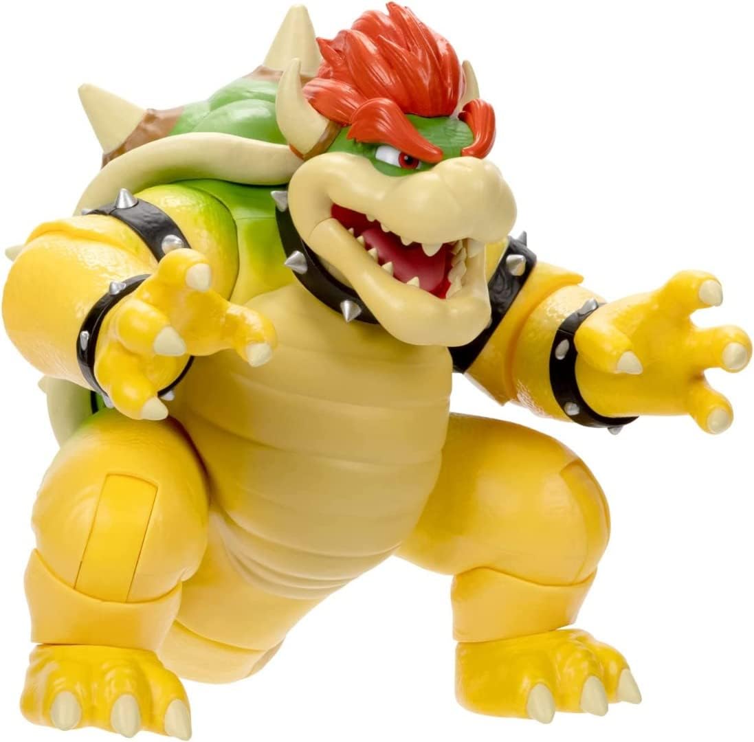 THE SUPER MARIO BROS. MOVIE Figura d'azione Bowser da 18 cm. Dispone di 15 punti di articolazione dove è possibile aggiungere acqua per effetti sputafuoco! Il per bambini e collezionisti