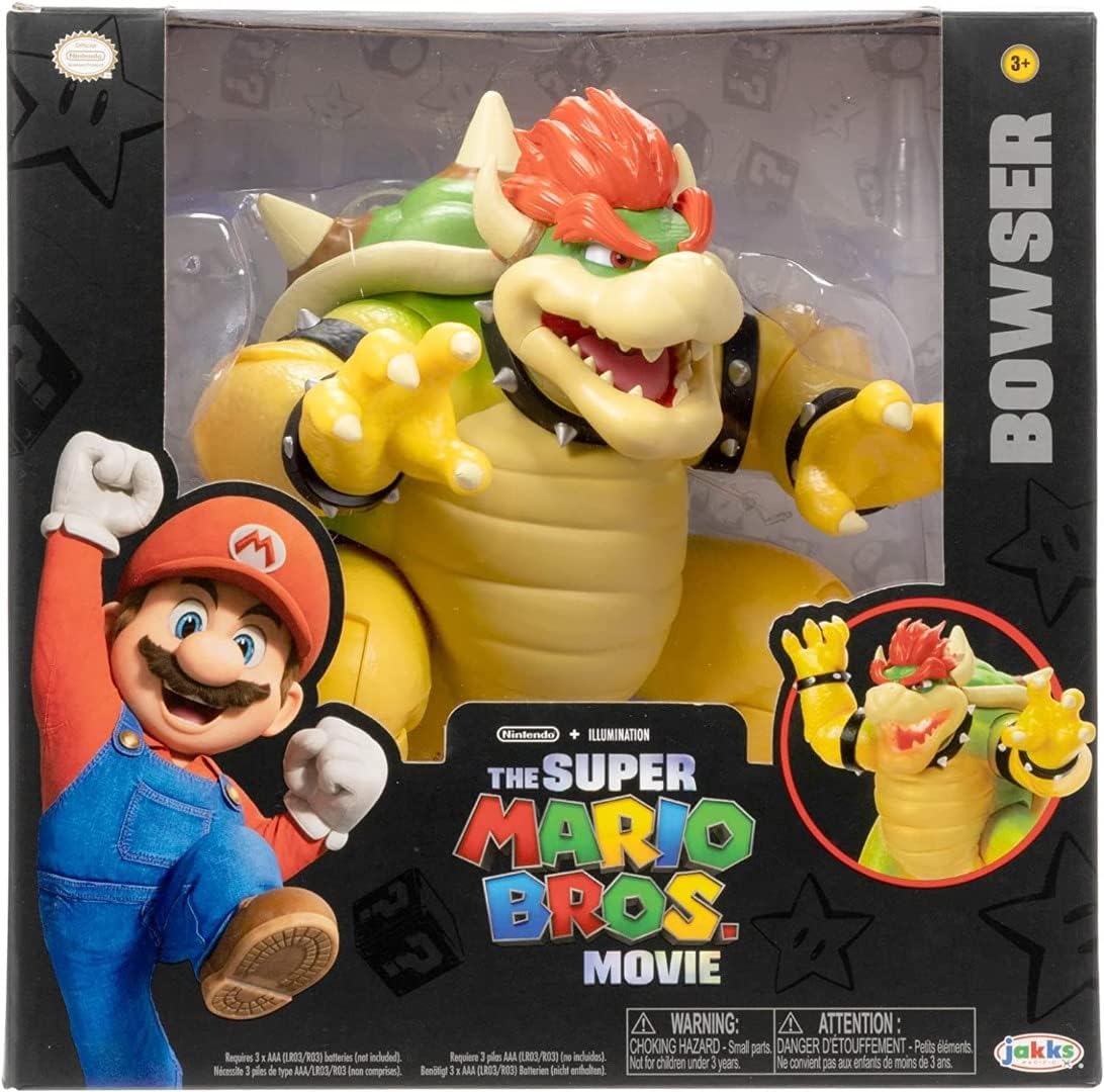 THE SUPER MARIO BROS. MOVIE Figura d'azione Bowser da 18 cm. Dispone di 15 punti di articolazione dove è possibile aggiungere acqua per effetti sputafuoco! Il per bambini e collezionisti