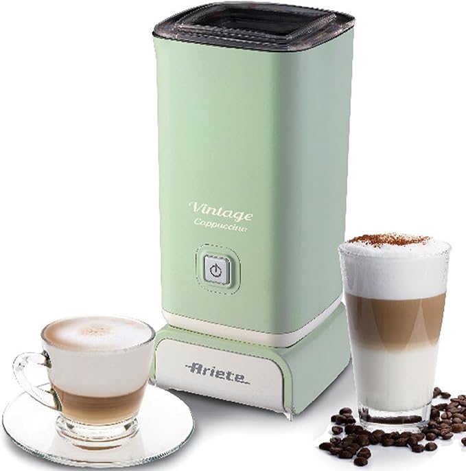 Ariete Cappuccinatore Vintage 2878, Montalatte Elettrico Stile Retrò per Cappuccino e Cioccolata Calda, Montalatte Elettrico Cappuccino in 2 Minuti, Capacità 250ml, Potenza 500 W, Verde