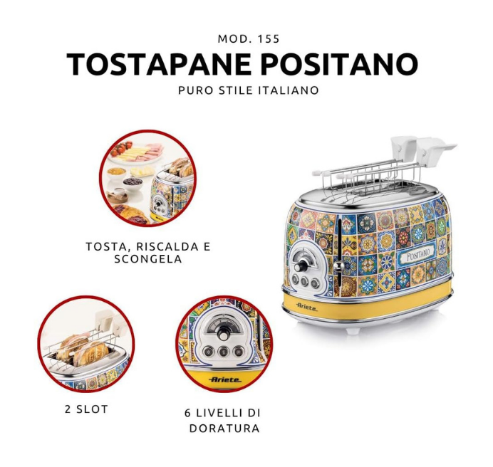 Tostapane Ariete con Pinze Linea Positano e Capri