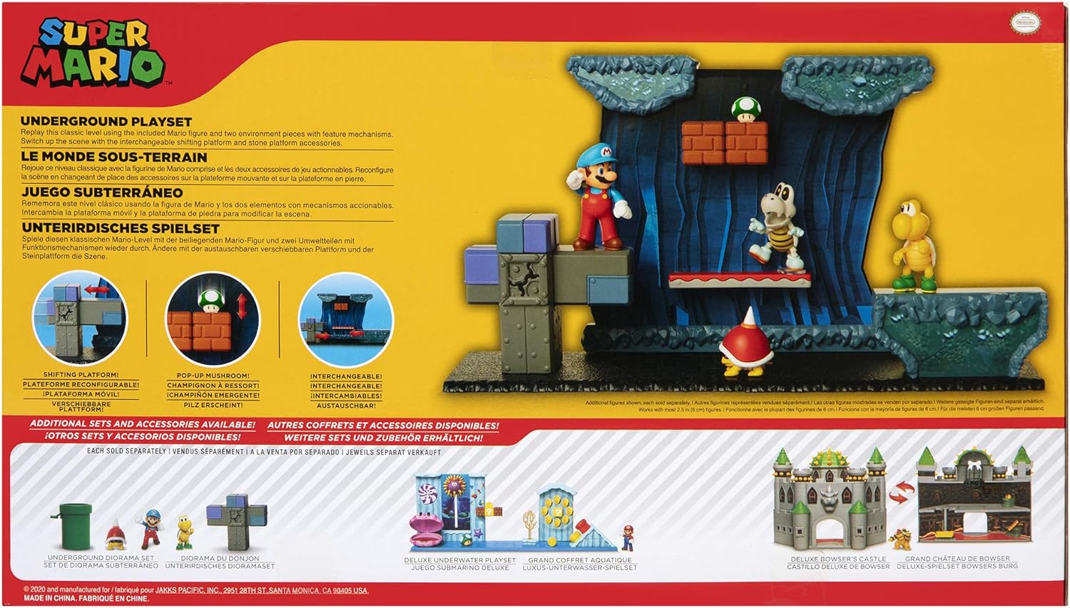 Nintendo - Playset Super Mario Underground, include Mario e i personaggi del videogioco, idea regalo per bambini e collezionisti, consigliato dai 3 anni in su