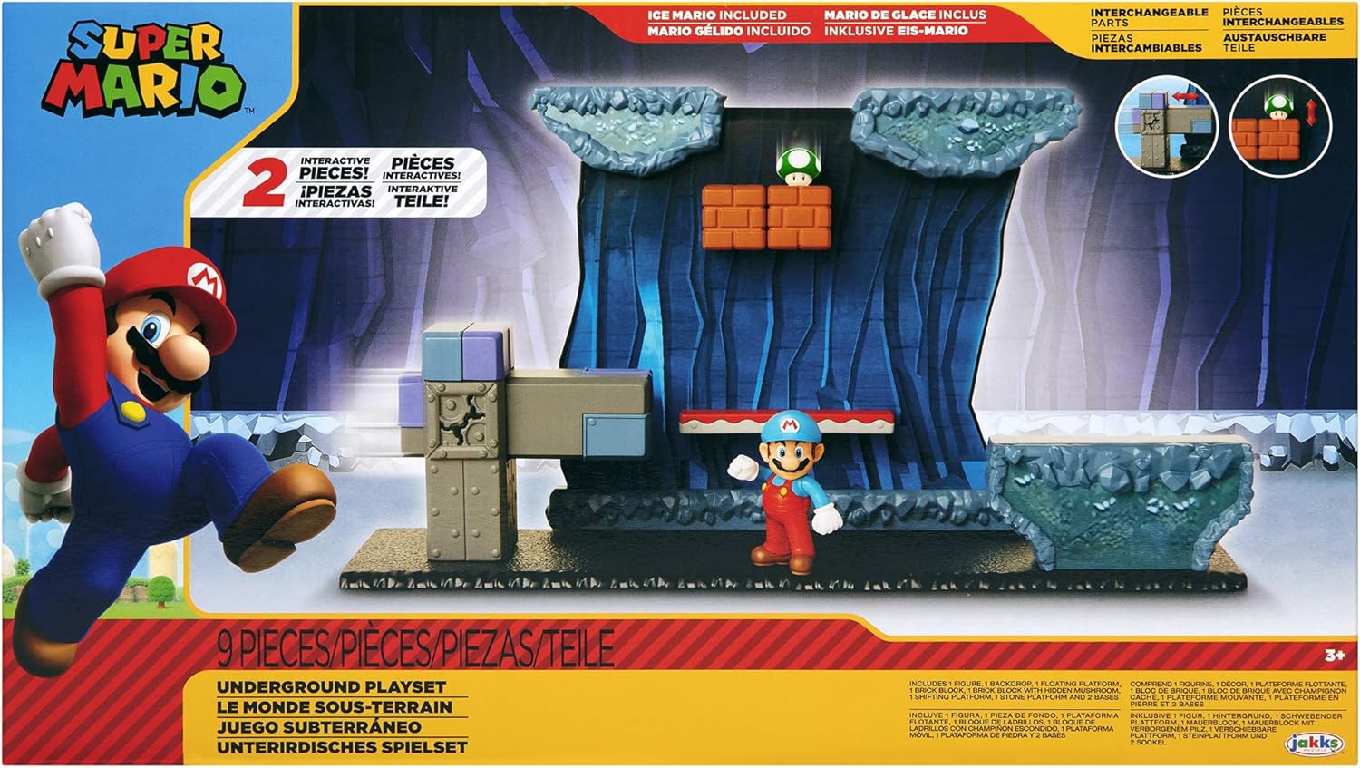 Nintendo - Playset Super Mario Underground, include Mario e i personaggi del videogioco, idea regalo per bambini e collezionisti, consigliato dai 3 anni in su