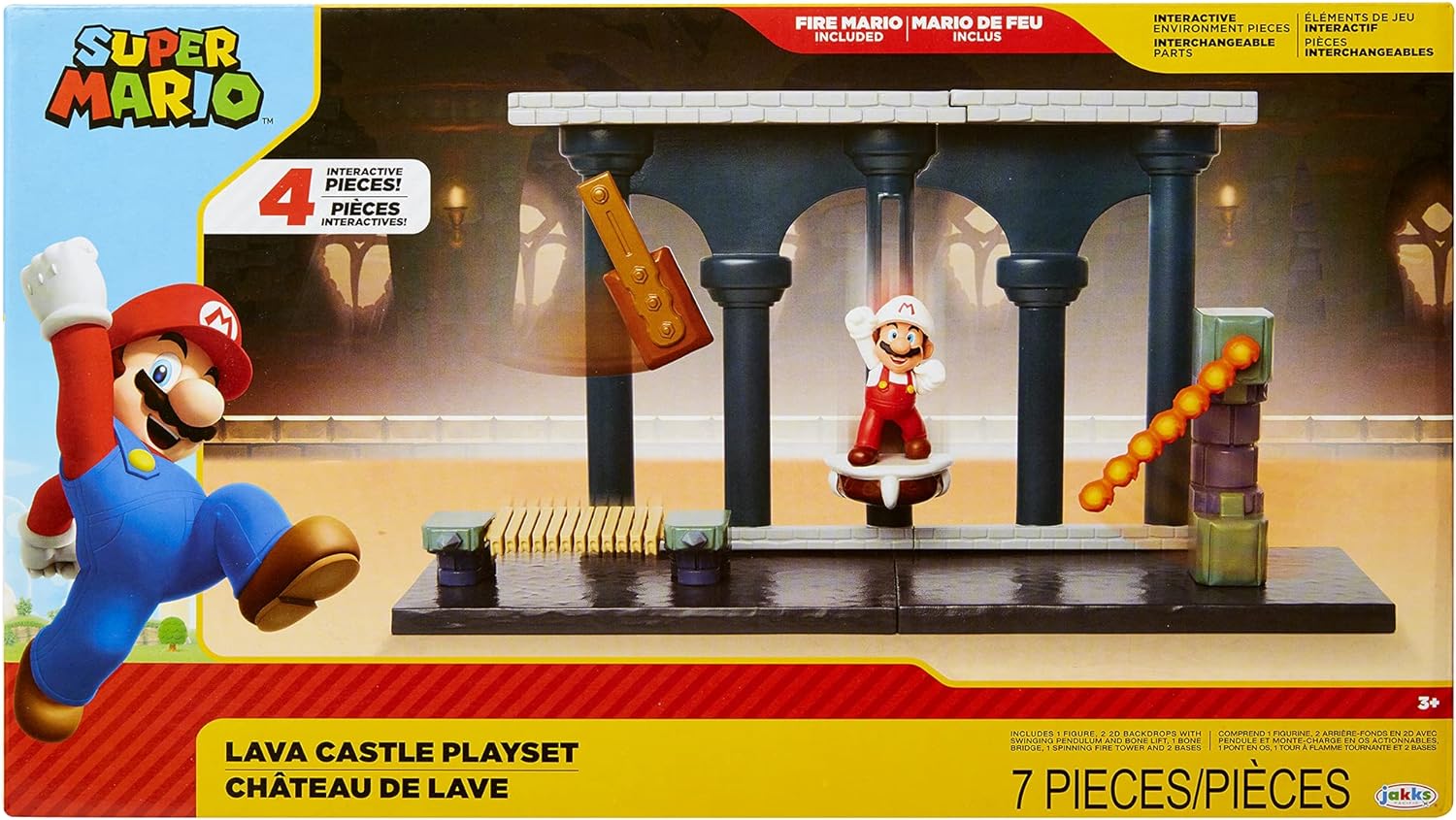 Nintendo Super Mario Playset Castello di Lava, con una figures da 6 cm e perfetto come regalo adatto a tutti i bambini e collezionisti dai 3 anni in su