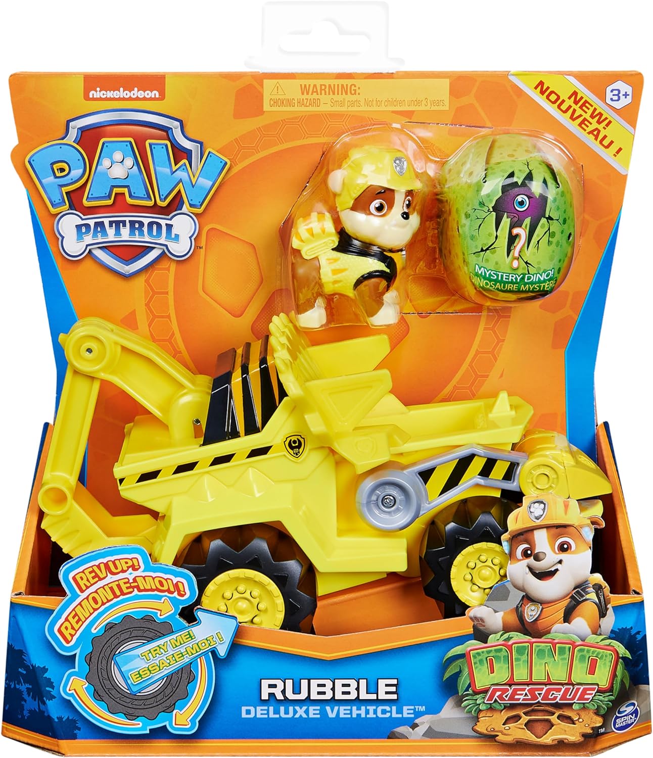 Paw Patrol  Veicolo Dino Rescue di Marshall  Bulldozer Motore a retrocarica  Personaggio Dinosauro Misterioso Inclusi  Giochi Bambini dai 3 Anni in su