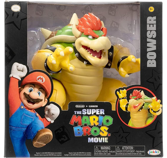 THE SUPER MARIO BROS. MOVIE Figura d'azione Bowser da 18 cm. Dispone di 15 punti di articolazione dove è possibile aggiungere acqua per effetti sputafuoco! Il per bambini e collezionisti