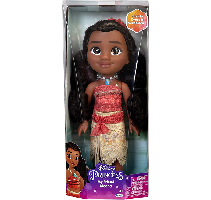 Disney Princess Bambola Principessa Vaiana 38 cm con bellissimi occhi scintillanti, abito scarpette e tiara, bambine dai 3 anni in su!