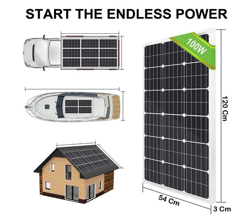 Kit fotovoltaico 1 KW giornaliero inverter 2000W Panello solare 100W + batteria