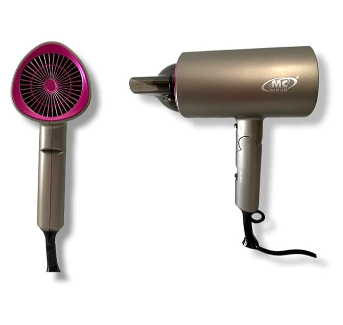 Hairdryer Mc Hairdryer Folding Handle DC Motor 1800W 3 Power Levels Cold Air Shot, 2 Nozzles Included