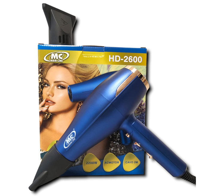 Sèche-Cheveux Mc HD-2600 Sèche-Cheveux Professionnel Moteur AC 2 Vitesses 3 Températures Puissance 2200W 2 Buses Incluses