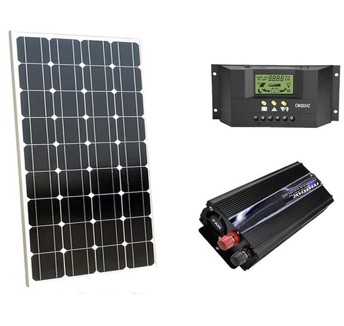 Kit fotovoltaico 1 KW giornaliero inverter 2000W Panello solare 100W