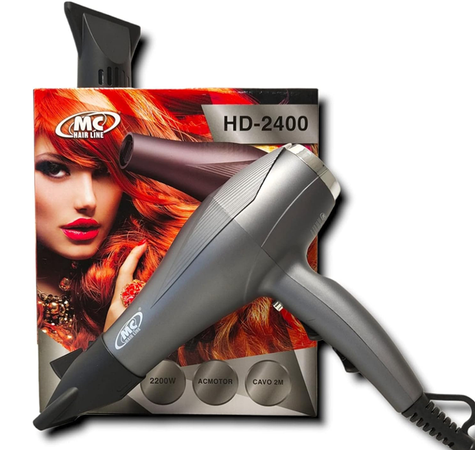 Phon MC HD-2400 Professional Hairdryer with AC Motor 2 Speeds and 3 Temperatures Power 2200W 2 Nozzles Included