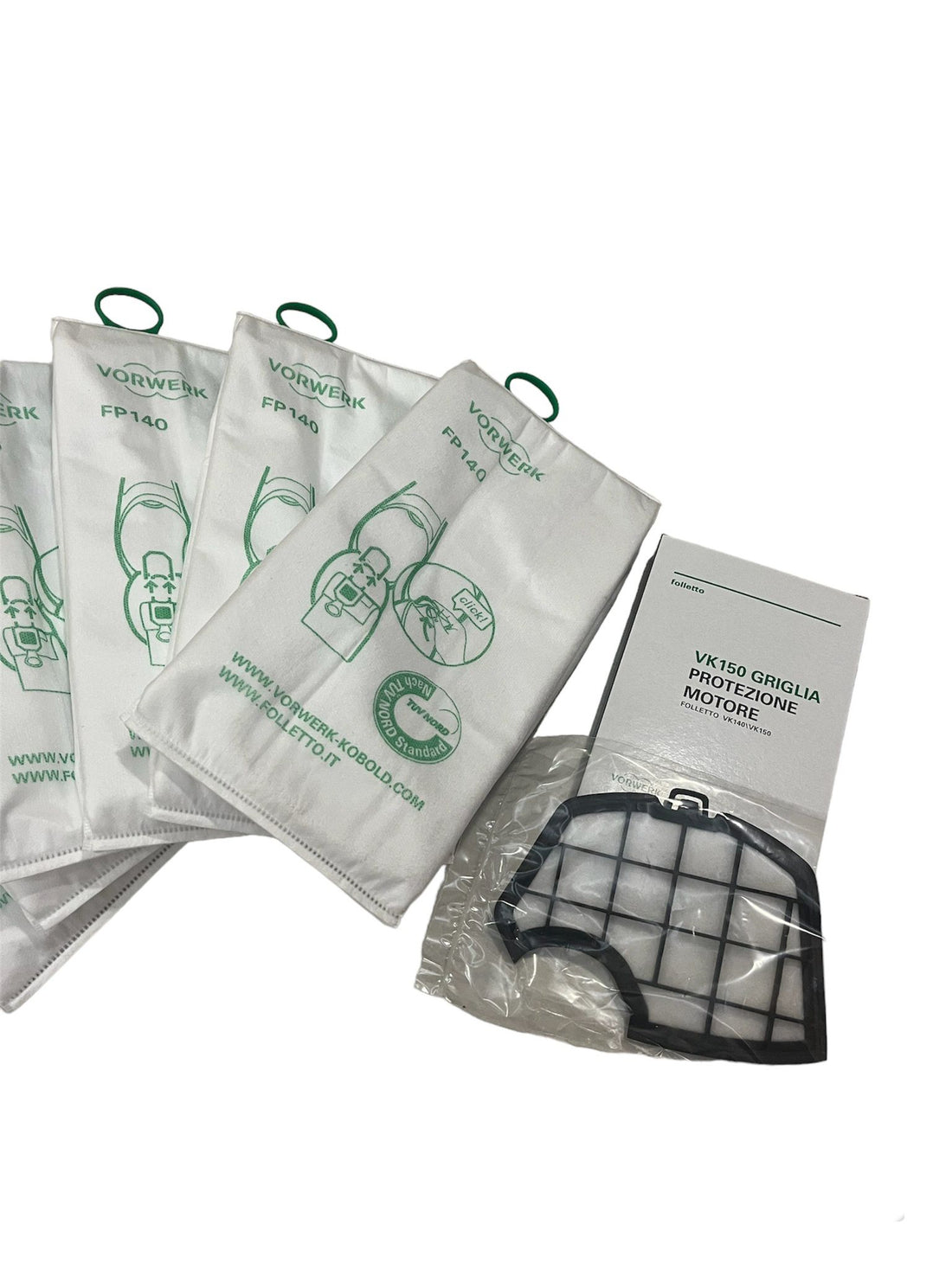 Sacchetti Folletto VK 140 / 150 + Griglia protezione motore (originali)