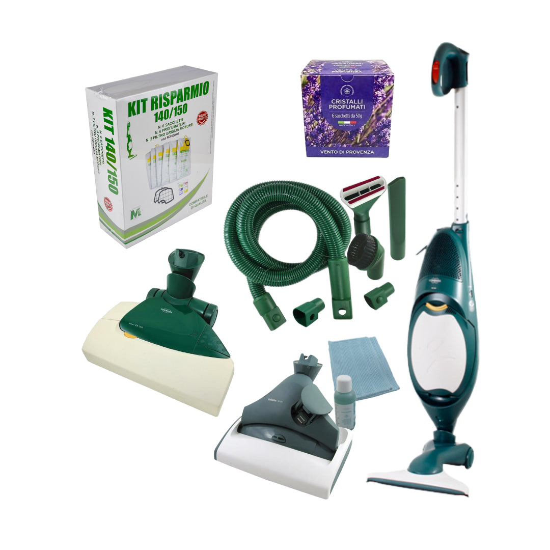 Combo Folletto VK 140 + Kit tuyaux + Nettoyant SP520 + Nettoyeur tapis EB350 
