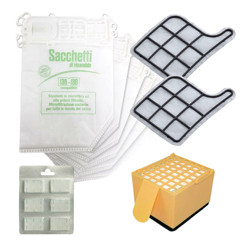 Kit Risparmio Sacchetti + Filtro + Griglie + Profumini VK 135 / 136
